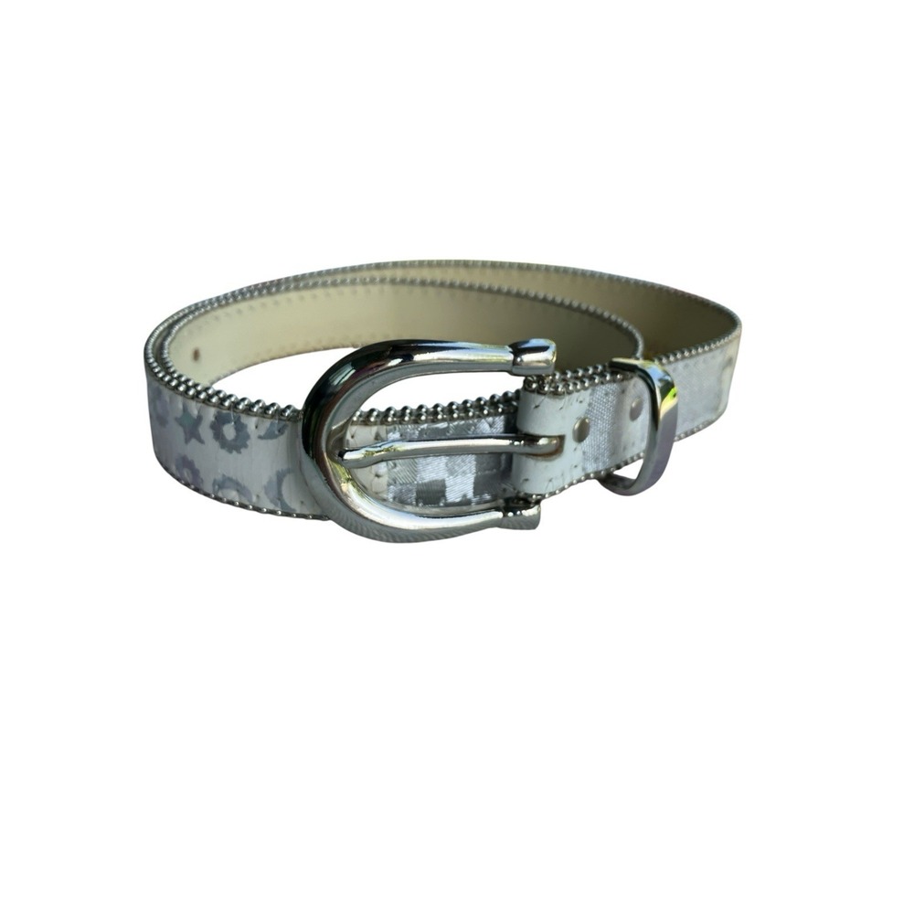 Vtg Elite Fresno CA Leather‎ Belt M Western Space Cowgirl Boho Silver Horseshoe